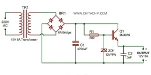 مدار داخلی ماژول منبع تغذیه 220v AC به DC 12v 3 آمپر