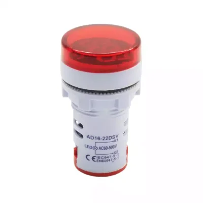 ولتمتر چراغ سیگنالی AC500V قرمز گرد مدل AD16-22DSV