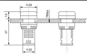 ولتمتر چراغ سیگنالی AC500V قرمز گرد مدل AD16-22DSV