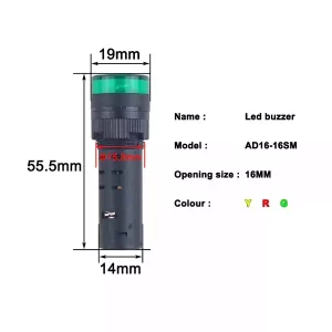 چراغ سیگنال بازردار AC220V گرد سبز مدل AD16-16SM