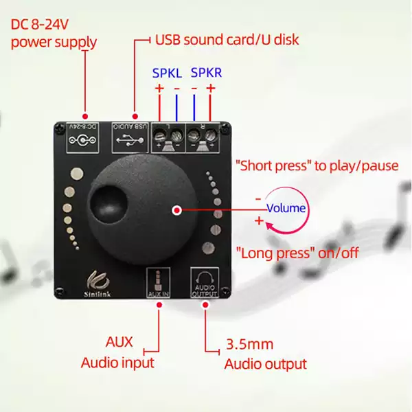 ماژول آمپلی فایر صوتی بلوتوث 10W/15W/20W مدل XY-AP15H